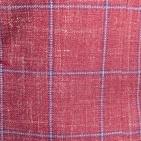 SARTORIO Size 44 Regular Burgundy Windowpane Wool Linen Silk Sport Coat - Picture 2 of 10